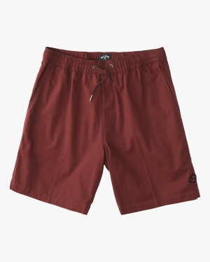 Men's Billabong Layback Twill Elastic Waist 18 Shorts Dark Red | 015TFMXED
