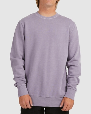 Men's Billabong Overdyed Crewneck Sweatshirt Purple | 263PCUEYW