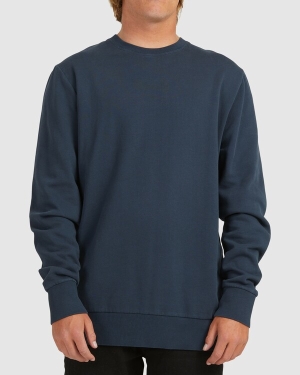Men's Billabong Overdyed Crewneck Sweatshirt Navy | 683QPDETV