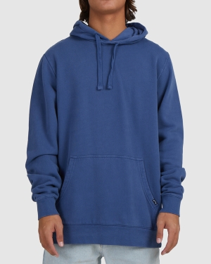 Men's Billabong Overdyed Pop Pullover Hoodie Blue | 297UQBAPL