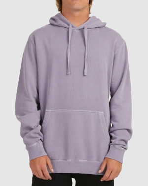 Men's Billabong Overdyed Pop Pullover Hoodie Purple | 863PDXCZV