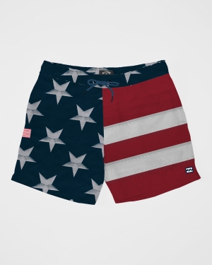 Men's Billabong Rex Good Times Layback 17 Boardshorts Red White Blue | 304IKESHF