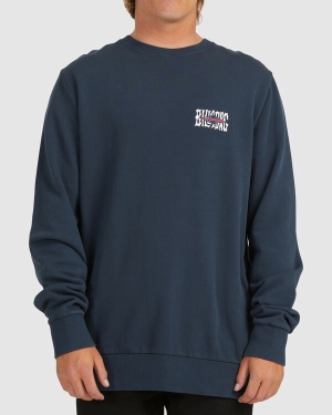 Men's Billabong Shadow Diamond Crewneck Sweatshirt Navy | 107RYHVNK