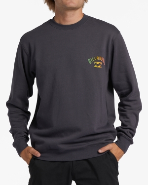 Men's Billabong Short Sands Crewneck Sweatshirt Grey | 296EZKAMW