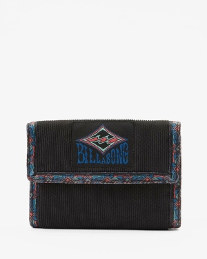 Men's Billabong Sons Of Fun Tri-Fold Wallets Black | 529TKEFUG