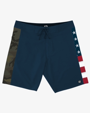 Men's Billabong Stars Stripes D Bah Pro 19 Boardshorts Red White Blue | 362JZWLCO
