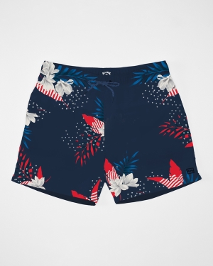 Men's Billabong Stars Stripes Layback 16 Boardshorts Red White Blue | 597YJQLVN