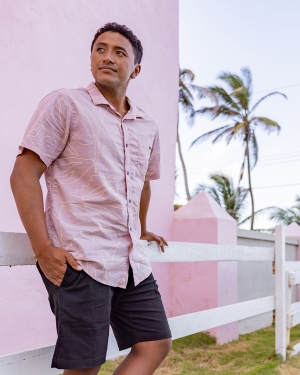 Men's Billabong Sundays Floral Short Sleeve Shirts Pink | 213QHUSLB