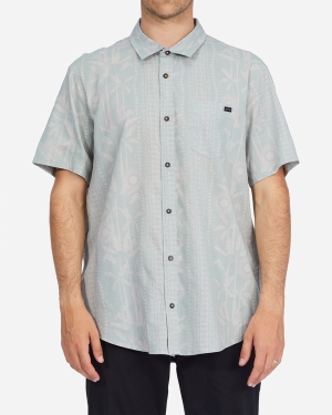 Men's Billabong Sundays Floral Short Sleeve Shirts Olive | 624UZPDLR
