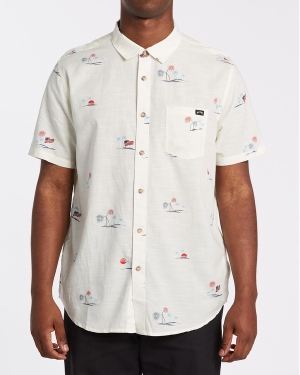 Men's Billabong Sundays July Short Sleeve Shirts White | 613CGFXYH