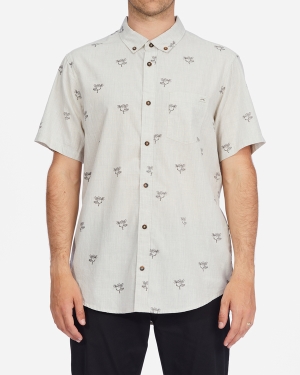 Men's Billabong Sundays Mini Short Sleeve Shirts Grey | 579MBWFGL