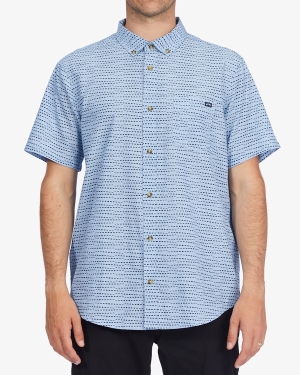 Men's Billabong Sundays Mini Short Sleeve Shirts Blue | 621VNFUAS