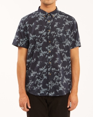 Men's Billabong Sundays Mini Short Sleeve Shirts Navy | 805LDOGMC