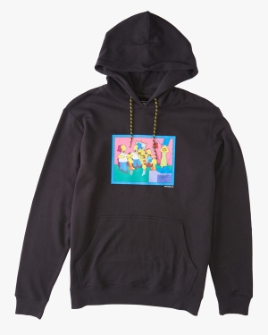 Men's Billabong The Simpsons Couch Gag Pullover Hoodie Black | 271IGWTKA