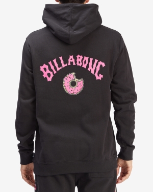 Men's Billabong The Simpsons Donut Pullover Hoodie Black | 891DOSAQP