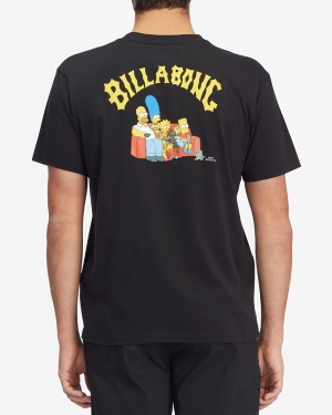 Men's Billabong The Simpsons Family Couch Organic Short Sleeve T Shirts Black | 435SZEJVR
