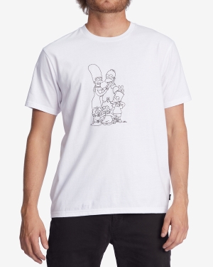 Men's Billabong The Simpsons Family Keyline Organic Short Sleeve T Shirts White | 230QDLIFG