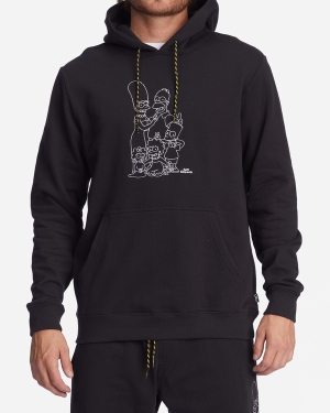 Men's Billabong The Simpsons Family Keyline Pullover Hoodie Black | 710LNVFQM