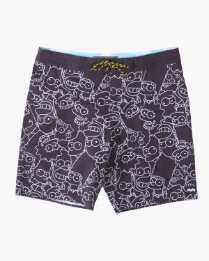 Men's Billabong The Simpsons Family Keyline Lo Tide 19 Boardshorts Black | 839RUVSOK