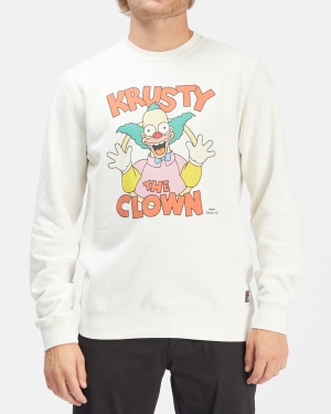 Men's Billabong The Simpsons Krusty Crewneck Pullover Fleece Jackets White | 637LPCEZF