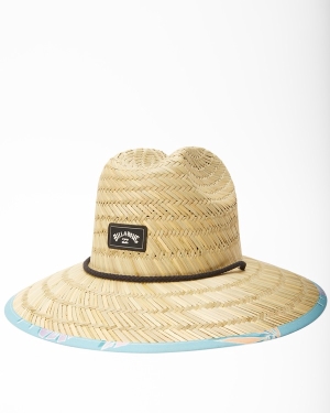 Men's Billabong Tides Print Straw Lifeguard Hats Light Blue | 107WNOCYD
