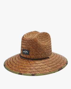 Men's Billabong Tides Print Straw Lifeguard Hats Camo | 218FGRSHN