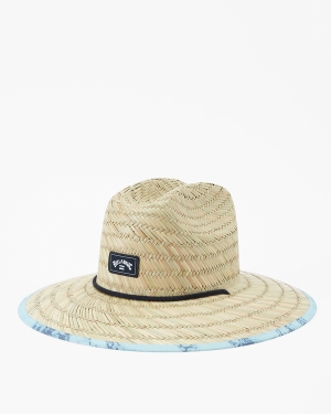 Men's Billabong Tides Print Straw Lifeguard Hats Blue | 974LSWOQX