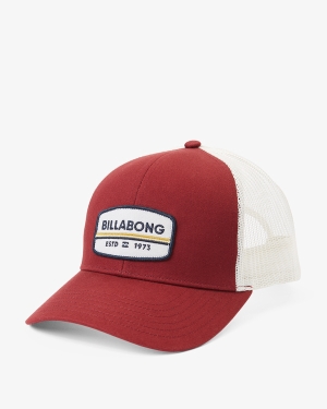 Men's Billabong Walled Trucker Hats Burgundy | 691AEMFVK