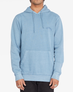 Men's Billabong Wave Washed Pullover Hoodie Blue | 174YKSXQH