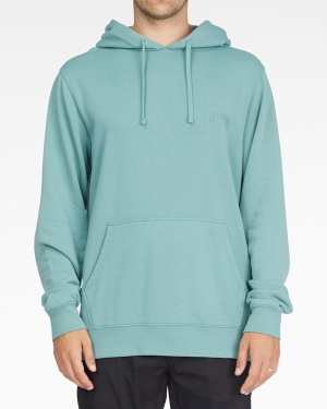 Men's Billabong Wave Washed Pullover Hoodie Light Blue | 784KEOCNQ