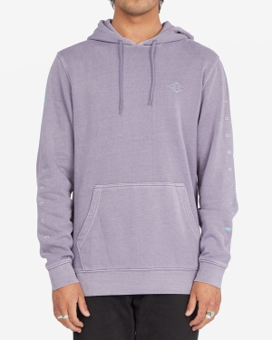 Men's Billabong Wave Washed Unity Pullover Hoodie Purple | 356VIUGOD