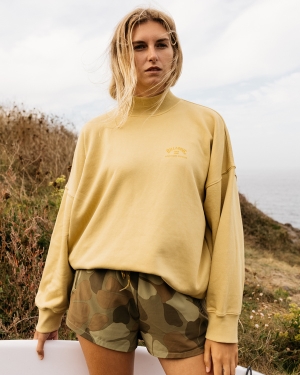 Women's Billabong A/Div Canyon Mock Neck Sweatshirt Olive | 159ZTVLOP