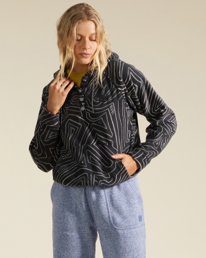 Women's Billabong A/Div Go Outdoors Pullover Hoodie Black | 479TDMWNS
