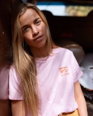 Women's Billabong A/Div Tee Short Sleeve UPF 50 T Shirts Rose | 680QTYEGN