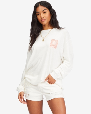 Women's Billabong A Rose Is A Rose Long Sleeve T Shirts Light Blue | 087PNCGUY