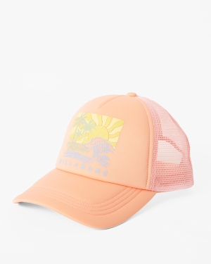 Women's Billabong Across Waves Trucker Hats Coral | 257UNYTCG