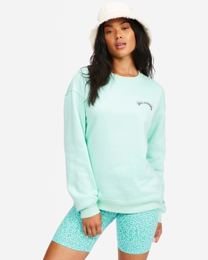 Women's Billabong Aloha Forever Crewneck Sweatshirt Green | 230SYCUQG