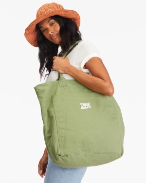 Women's Billabong Along The Way Canvas Tote Bags Multicolor | 791XEUTHY