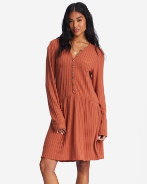 Women's Billabong Always Lounging Dress Chocolate | 034SFRHNG