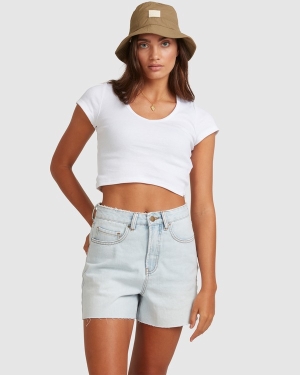 Women's Billabong Baby Vee T Shirts White | 938MNVLHI