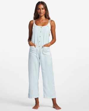 Women's Billabong Beach Cruiser Wide-Leg Overalls Pants Light | 728VOUJKP