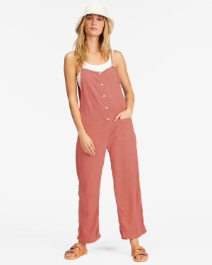 Women's Billabong Beach Cruiser Wide-Leg Overalls Pants Multicolor | 781ISYFWZ