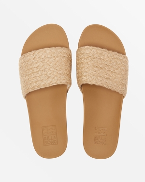 Women's Billabong Beach Side Slide Sandals Brown / Brown | 729VKARCN