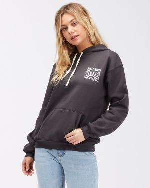 Women's Billabong Best Of Times Pullover Graphic Hoodie Black | 681VEAFMX