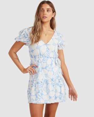 Women's Billabong Beyond Blue Wrap Dress Blue | 789KSGHYA