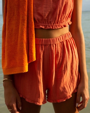 Women's Billabong By The Beach Elastic Waist Shorts Rose | 281VSEAXY