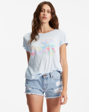 Women's Billabong Coastal Dreamer Boyfriend T Shirts Blue | 604HNGJVA