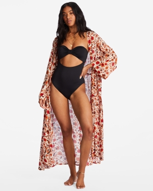 Women's Billabong Cosmic Dreamer Kimono Beach Cover-Up Cover Ups White | 365CSHUWI
