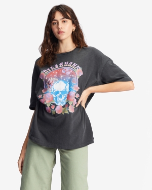 Women's Billabong Cosmic Garden Oversized Graphic Boyfriend T Shirts Black | 217LJIOKS