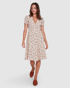 Women's Billabong Day Dreamer Midi Dress Coral | 957HCDFPM